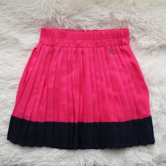 Aeropostale Pink Navy Colorblock Pleated Skirt XS - Picture 1 of 8